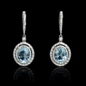 Diamond and Aquamarine 18k White Gold Dangle Earrings
