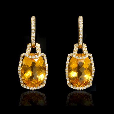 .45ct Diamond and Citrine 18k Yellow Gold Dangle Earrings