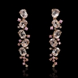 .08ct Diamond Morganite and Pink Sapphire 18k Rose Gold Dangle Earrings