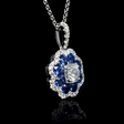 .62ct Diamond and Blue Sapphire 18k White Gold Pendant Necklace