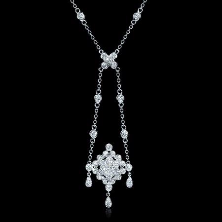 1.85ct Diamond 18k White Gold Pendant Necklace