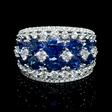 1.28ct Diamond and Blue Sapphire 18k White Gold Ring