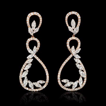 2.43ct Diamond 18k Rose Gold Dangle Earrings
