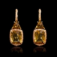17.32ct Yellow Sapphire and Citrine 18k Yellow Gold Dangle Earrings