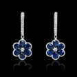 .28ct Diamond and Blue Sapphire 18k White Gold Cluster Earrings