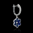 .28ct Diamond and Blue Sapphire 18k White Gold Cluster Earrings