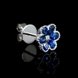 .05ct Diamond and Blue Sapphire 18k White Gold Cluster Earrings