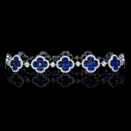 Diamond and Blue Sapphire 18k White Gold Bracelet 