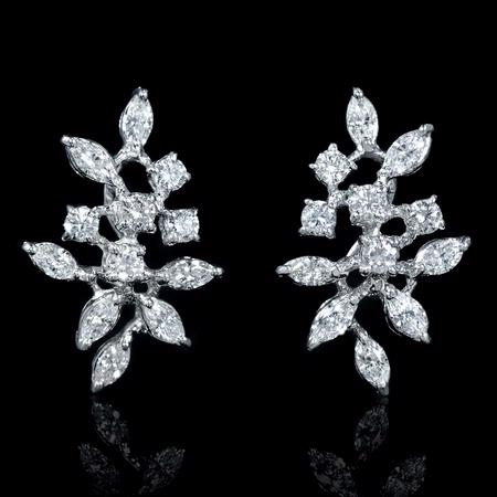 1.52ct Diamond 18k White Gold Cluster Earrings