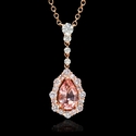 Diamond and Morganite 18k Rose Gold Pendant Necklace