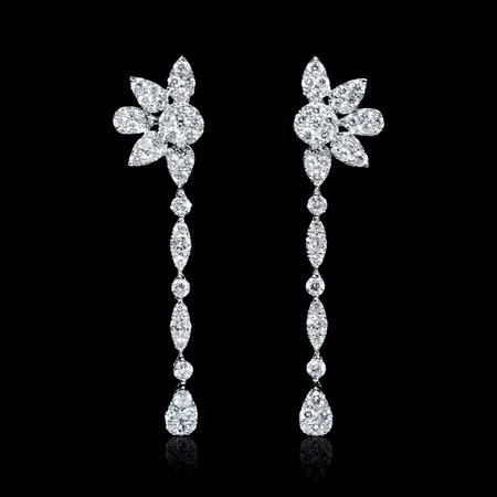 1.56ct Diamond 18k White Gold Dangle Earrings