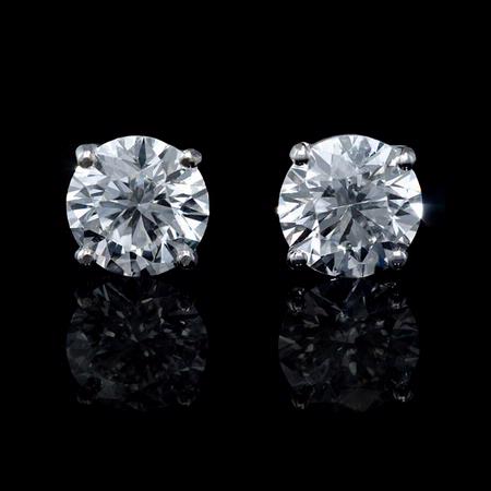 Diamond 3.08 Carats 14k White Gold Stud Earrings  