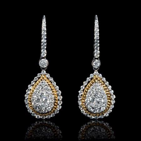 1.15ct Diamond 18k Two Tone Gold Dangle Earrings