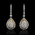 Diamond 18k Two Tone Gold Dangle Earrings