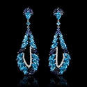 Diamond Blue Sapphire Blue Topaz Iolites 18k white gold dangle earrings