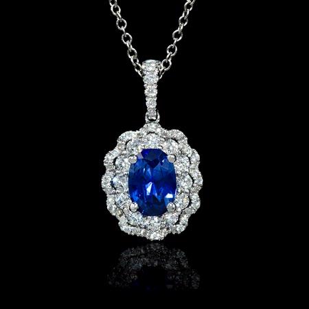 .38ct Diamond and Blue Sapphire 18k White Gold Pendant