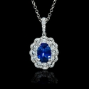 Diamond and Blue Sapphire 18k White Gold Pendant