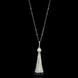 .67ct Diamond White and Blue Sapphire and South Sea Pearl 18k White Gold Pendant Necklace