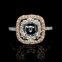 Diamond 18k Two Tone Gold Halo Engagement Ring Setting