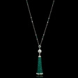 .71ct Diamond Sapphire South Sea Pearl and Emerald 18k White Gold Pendant Necklace