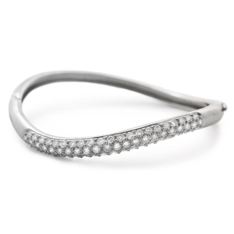 30ct Diamond 18k White Gold Bangle Bracelet
