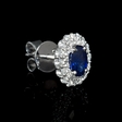 .63ct Diamond and Blue Sapphire 18k White Gold Cluster Earrings