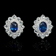 1.68ct Diamond and Blue Sapphire 18k White Gold Cluster Earrings
