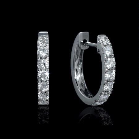 .85ct Diamond 18k White Gold Hoop Earrings