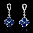.23ct Diamond and Blue Sapphire 18k White Gold Dangle Earrings