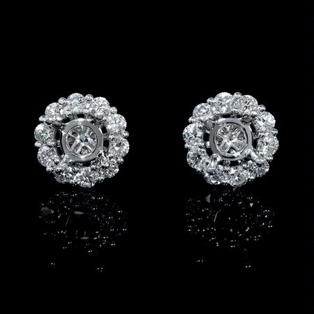 1.30ct Diamond 18k White Gold Cluster Earring Jackets