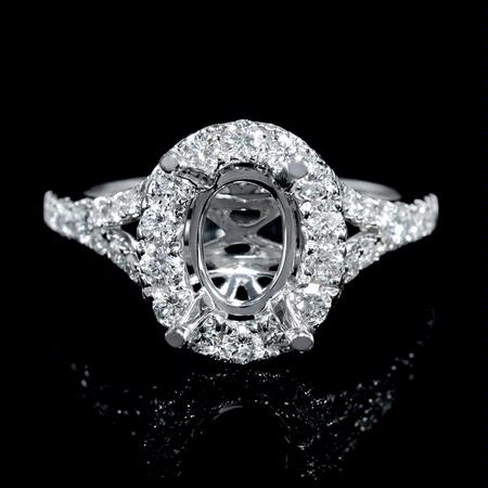 .77ct Diamond 18k White Gold Halo Engagement Ring Setting