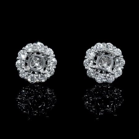 .77ct Diamond 18k White Gold Cluster Earring Jackets