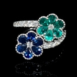 .48ct Diamond Blue Sapphire & Emerald 18k White Gold Ring