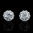 4.09ct Diamond 18k White Gold Cluster Earrings