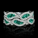 Diamond and Emerald 18k White Gold Ring