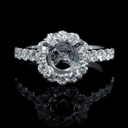 .84ct Diamond 18k White Gold Halo Engagement Ring Setting