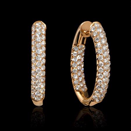 Diamond 18k Rose Gold Hoop Earrings 