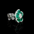 .37ct Diamond and Emerald 18k White Gold Cluster Earrings