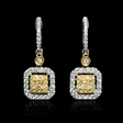 .95ct Diamond 18k Two Tone Gold Dangle Earrings