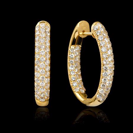Diamond 18k Yellow Gold Hoop Earrings  