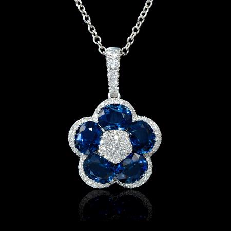 .23ct Diamond and Blue Sapphire 18k White Gold Pendant