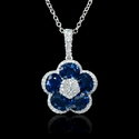 Diamond and Blue Sapphire 18k White Gold Pendant
