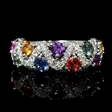 .75ct Diamond and Multi-Colored Sapphire 18k White Gold Ring