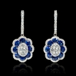 1.14ct Diamond and Blue Sapphire 18k White Gold Dangle Earrings