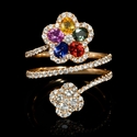 Diamond and Multi-Colored Sapphire 18k Rose Gold Ring