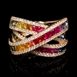 .78ct Diamond and Multi-Colored Sapphire 18k Rose Gold Ring