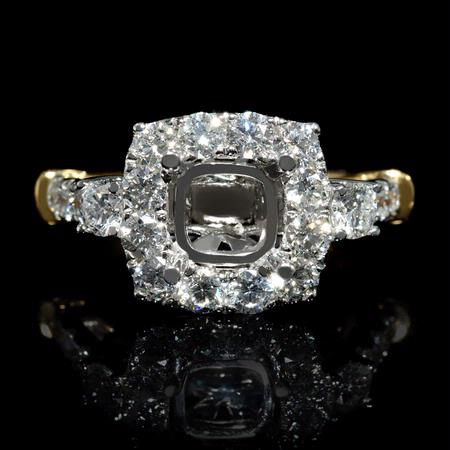 1.13ct Diamond 18k Two Tone Gold Halo Engagement Ring Setting