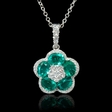 .24ct Diamond and Emerald 18k White Gold Pendant