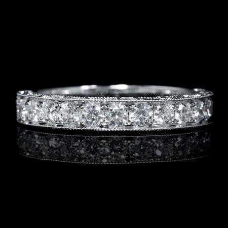 Diamond 18k White Gold Wedding Band Ring  