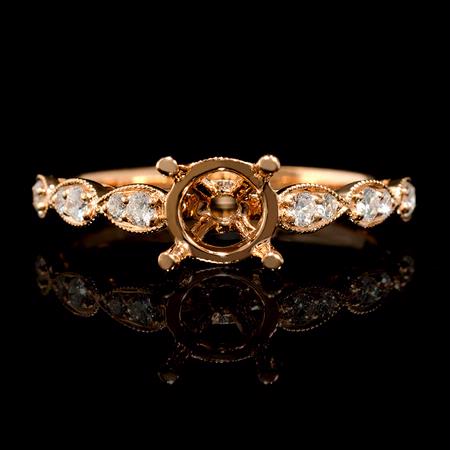Diamond Antique Style 18k Rose Gold Engagement Ring Setting 